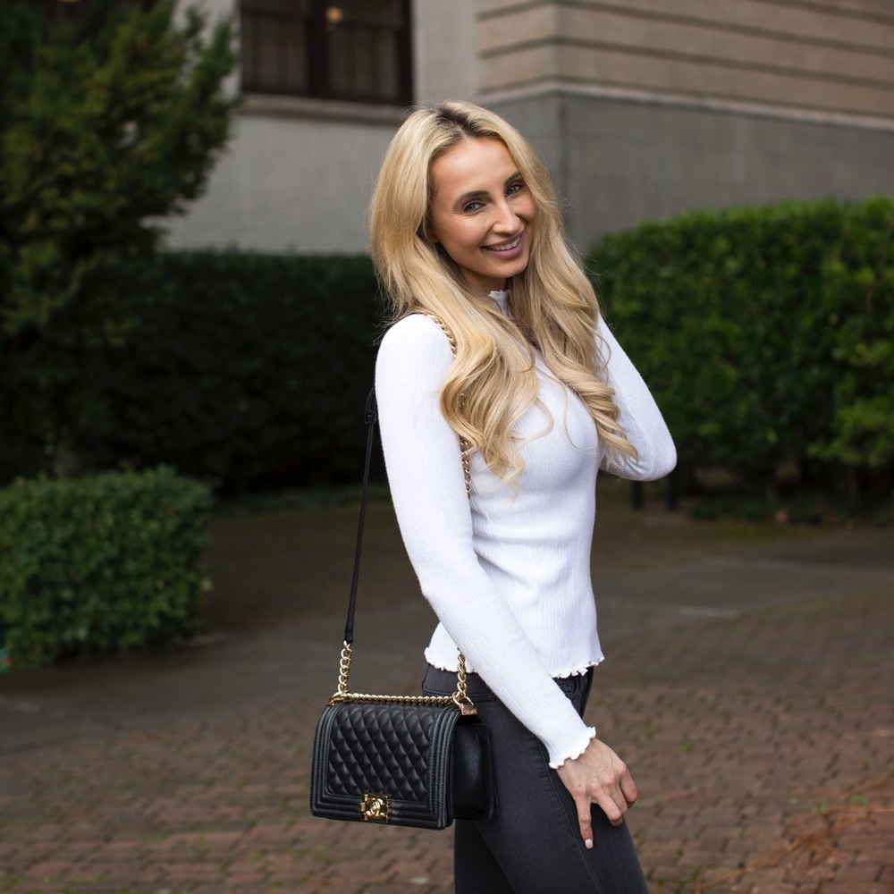 LAST ONE!! White Turtleneck Bodycon Basic Slim Fit - Picture 7 of 8
